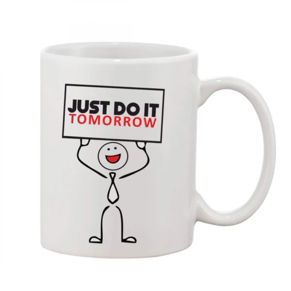 White Printed Ceramic Coffee Mug 11oz