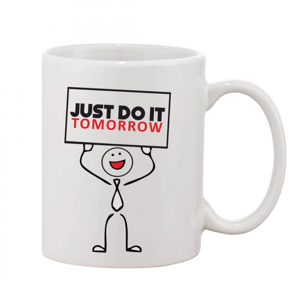 White Printed Ceramic Coffee Mug 11oz