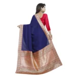Generic Women's Vichitra Silk Saree with Blouse (Blue,5-6 mtrs) - Image 2
