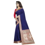 Generic Women's Vichitra Silk Saree with Blouse (Blue,5-6 mtrs) - Image 4