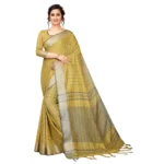 Generic Women's Linen Saree with Blouse (Mustard,5-6 mtrs)