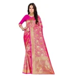 Generic Women's Banarasi Silk Saree (Pink, 5-6mtrs)