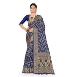 Navy Blue Banarasi Silk Saree for Women
