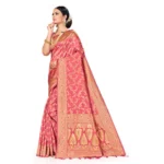 Generic Women's Banarasi Silk Saree (Peach, 5-6mtrs) - Image 3