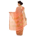 Generic Women's Kota Doria Cotton Saree With Blouse (Peach,6-3 Mtrs) - Image 3