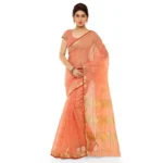Peach Kota Doria Cotton Saree with Blouse