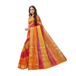 Generic Women's Kota Doria Cotton Saree With Blouse (Orange,6-3 Mtrs) - Image 4