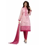 Pink Chanderi Unstitched Salwar Suit Material for Women
