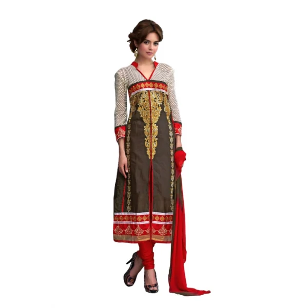 Women's Brown Glaze Cotton Unstitched Salwar Suit with Dupatta