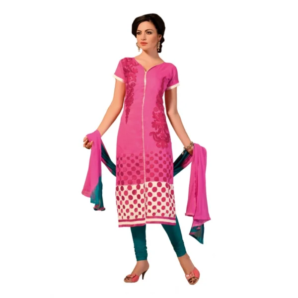 Elegant Pink Chanderi Unstitched Salwar Suit Material for Women