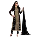 Black Georgette Unstitched Salwar Suit Material for Women