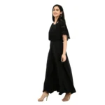 Generic Women's Crepe Solid Sleeveless Full Length Gown(Black) - Image 6