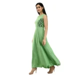Generic Women's Crepe Solid Sleeveless Full Length Gown(Green) - Image 6