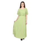 Generic Women's Crepe Solid Sleeveless Full Length Gown(Light Green)