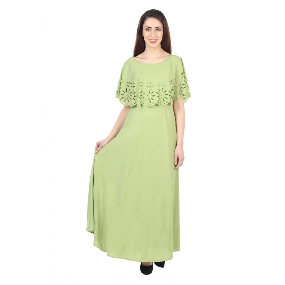 51017734738_2ba5ba7bec_o_d-1000x1000-1.webp Generic Women's Crepe Solid Sleeveless Full Length Gown(Light Green) - Image 1