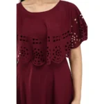 Generic Women's Crepe Solid Sleeveless Full Length Gown(Wine) - Image 3