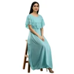 Generic Women's Crepe Solid Sleeveless Full Length Gown(Light Blue) - Image 3