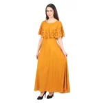Generic Women's Crepe Solid Sleeveless Full Length Gown(Yellow) - Image 3