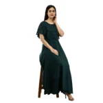 Generic Women's Crepe Solid Sleeveless Full Length Gown(Dark Green) - Image 3