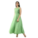 Generic Women's Crepe Solid Sleeveless Full Length Gown(Green) - Image 3