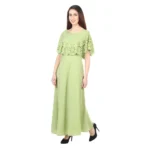 Generic Women's Crepe Solid Sleeveless Full Length Gown(Light Green) - Image 2