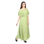 Generic Women's Crepe Solid Sleeveless Full Length Gown(Light Green) - Image 5