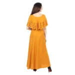 Generic Women's Crepe Solid Sleeveless Full Length Gown(Yellow) - Image 6