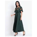 Generic Women's Crepe Embroidery Pattern Sleeveless Full Length Gown(Green) - Image 3