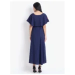 Generic Women's Crepe Embroidery Pattern Sleeveless Full Length Gown(Dark Blue) - Image 6