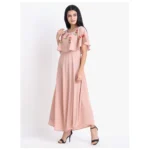 Generic Women's Crepe Embroidery Pattern Sleeveless Full Length Gown(Pink) - Image 3