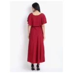 Generic Women's Crepe Embroidery Pattern Sleeveless Full Length Gown(Red) - Image 5