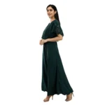 Generic Women's Crepe Solid Sleeveless Full Length Gown(Dark Green) - Image 6