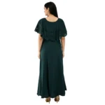 Generic Women's Crepe Solid Sleeveless Full Length Gown(Dark Green) - Image 7
