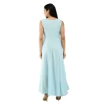 Generic Women's Crepe Solid Sleeveless Full Length Gown(Light Blue) - Image 7