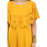 Generic Women's Crepe Solid Sleeveless Full Length Gown(Yellow) - Image 4