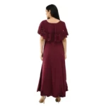 Generic Women's Crepe Solid Sleeveless Full Length Gown(Wine) - Image 6