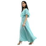 Generic Women's Crepe Solid Sleeveless Full Length Gown(Light Blue) - Image 6