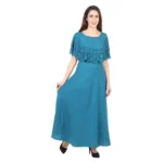 Generic Women's Crepe Solid Sleeveless Full Length Gown(Light Blue) - Image 5