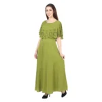 Generic Women's Crepe Solid Sleeveless Full Length Gown(Green) - Image 2