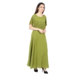 Generic Women's Crepe Solid Sleeveless Full Length Gown(Green) - Image 5