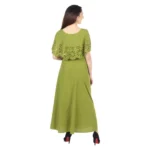 Generic Women's Crepe Solid Sleeveless Full Length Gown(Green) - Image 6