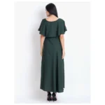 Generic Women's Crepe Embroidery Pattern Sleeveless Full Length Gown(Green) - Image 5