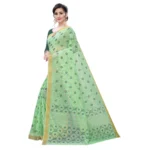 Generic Women's Cotton Blend Saree(Parrot Green ,5-6Mtrs) - Image 4