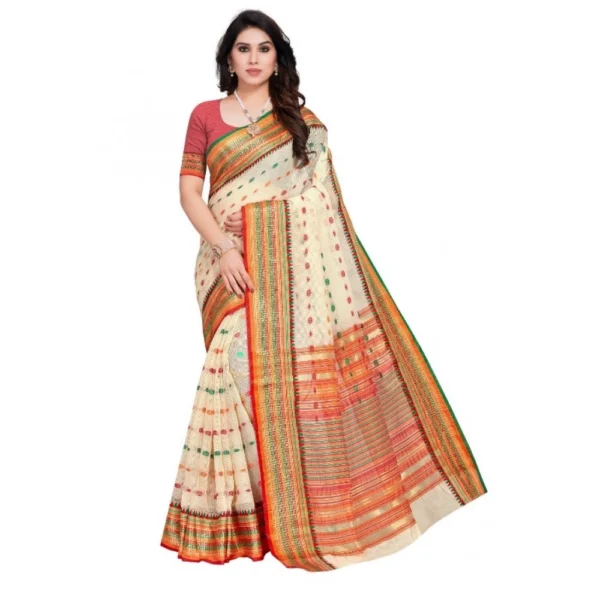 Elegant Cream Kota Doria Cotton Saree