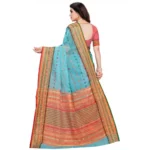 Generic Women's Kota Doria Cotton Woven Butta Saree With Blouse (Sky Blue, 5-6 Mtrs) - Image 2
