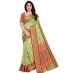 Light Green Kota Doria Cotton Saree Woven Butta