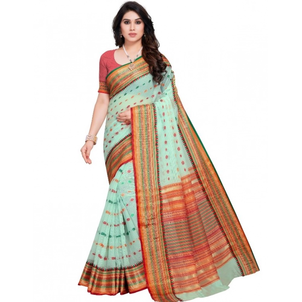 51341544290_0c75bd81a8_o_d-1000x1000-1.webp Pista Kota Doria Cotton Saree Woven Butta