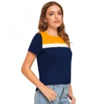 Women's Yellow Knit Tee - Angle 3