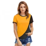 Yellow Polyester Western T-Shirt for Women