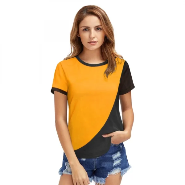 Yellow Polyester Western T-Shirt for Women